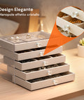 avilia home Schmuckkästchen mit 5 Schubladen Schmuckorganizer mit Fächern verschiedener Größen ean 8052879011634