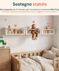 avilia home set 3 Wandregale für Kinder aus robustem Holz 40x12 cm Tragfähigkeit 3kg ean 8052879011672