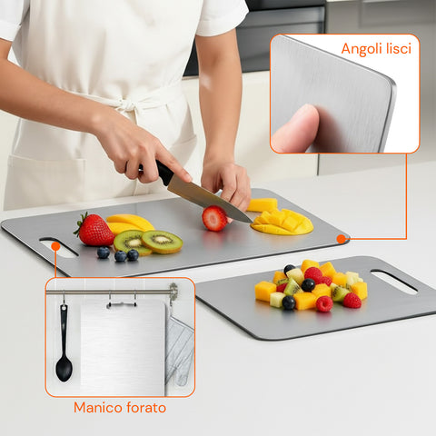 avilia home Set mit 3 doppelseitigen Schneidebrettern verschiedene Größen aus rostfreiem Edelstahl ean 8052879011498