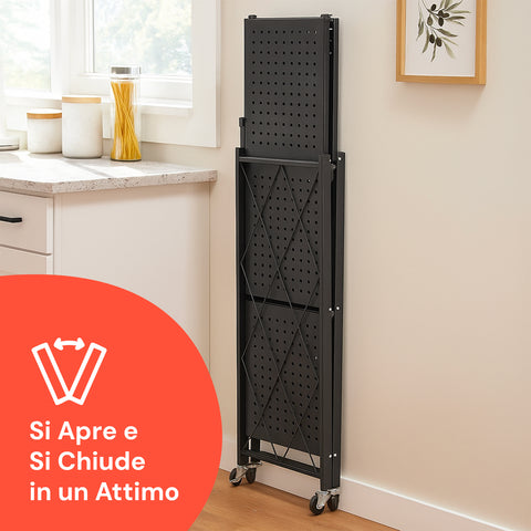 Avilia klappbares Mehrzweckregal schwarz mit 3 robusten Metallablagen EAN 8015361267650