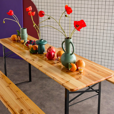 Garden Friend rechteckiges klappbares Biergartenset aus Eisen und Holz 3 Teile 70x220 cm grün EAN 8023755029272