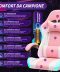 Nexor ergonomischer Gaming-Stuhl mit RGB-Beleuchtung und Massage-Lendenkissen, verstellbarer Bürosessel mit Fernbedienung EAN 8056819078855