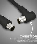 Omega Koaxialkabel für TV-Antenne 3m Stecker Stecker mit schwarzem Adapter EAN 8051191550272