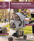 Puppy Lovers faltbarer Kinderwagen für Hunde und Katzen grau transparente Kabine mit 360 Grad Sicht Tierwagen aus Stahl und Oxford-Gewebe mit Getränkehalter und Korb belastbar bis 15 kg EAN 8054806950276