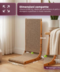 Puppy Lovers Kratzbaum für Katzen in L Form Höhe 68 cm robuster Kratzbaum aus Wellpappe und MDF Holz platzsparendes Design mit integriertem Ballspiel EAN 8054806950528
