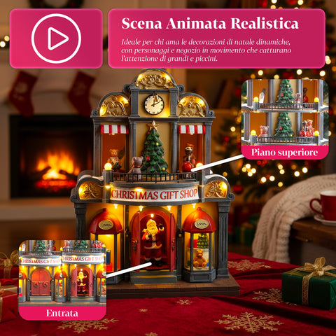 saint joy animiertes Weihnachtsmannhaus mit LED-Lichtern Musik und Bewegung EAN 8050043127365