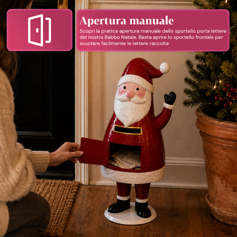 saint joy dear santa statua babbo natale porta lettere in metallo sportello ad apertura manuale altezza 545 cm dimensioni 28x19x545 cm ean 8050043127785
