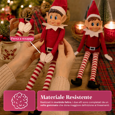 saint joy elfi di natale set 2 pezzi flessibili h40 cm 2 fantasie ean 8050043128430