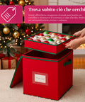 Saint Joy Organizer für 64 Weihnachtskugeln aus Oxfordstoff und Vliesstoff mit Deckel und Griffen EAN 8050043127556