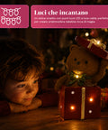 saint joy orsetto natalizio in poliresina con pacco regalo 2 varianti luci led puntuali alimentazione a batterie finiture curate base stabile ean 8050043127846
