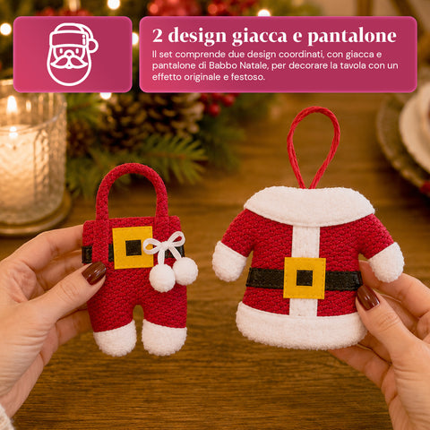 saint joy portaposate natalizi babbo natale set 6 pezzi in tnt e poliestere ean 8050043128065