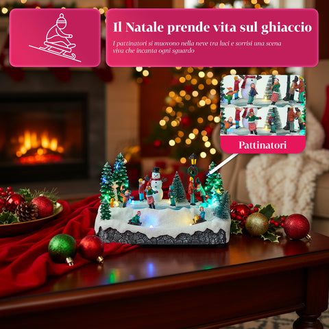 Saint Joy animiertes Weihnachtsdorf Silentpark mit LED Lichtern Musik und beweglichen Schlittschuhläufern EAN 8050043127495