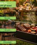 Zendea Holzkohle- und Holzgrill aus Stahl mit hohen Beinen Feuerstelle 74x38 cm und Grillrost 70x34 cm mit großer Grillfläche EAN 8056819079531