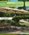 Zendea ovaler XXL Gartenschirm 400 x 200 aus Kohlenstoffstahl und Polyesterbespannung Höhe 275 m Sockel nicht enthalten EAN 8050030810942
