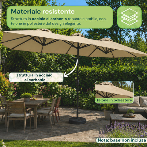 Zendea ovaler XXL Gartenschirm 400 x 200 aus Kohlenstoffstahl und Polyesterbespannung Höhe 275 m Sockel nicht enthalten EAN 8050030810942