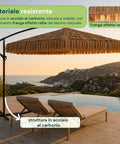 Zendea Gartenlampe Sonnenschirm in Rattanoptik Höhe 275 m mit Gestell aus Kohlenstoffstahl Kurbel und Kreuzständer EAN 8050030810720