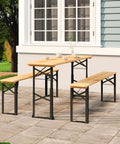 Garden Friend rechteckiges klappbares Biergartenset aus Eisen und Holz 3 Teile 70x220 cm grün EAN 8023755029272