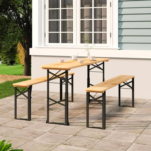 Garden Friend rechteckiges klappbares Biergartenset aus Eisen und Holz 3 Teile 70x220 cm grün EAN 8023755029272