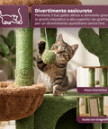 Puppy Lovers Katzenkratzbaum in Kaktusform 1065 cm Kratzbaum aus natürlichem Sisal mit Häuschen Schlafhöhle Korb und Spielball modernes Design grün und braun EAN 8054806950849