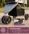 Puppy Lovers faltbarer Kinderwagen für Hunde und Katzen grau transparente Kabine mit 360 Grad Sicht Tierwagen aus Stahl und Oxford-Gewebe mit Getränkehalter und Korb belastbar bis 15 kg EAN 8054806950276