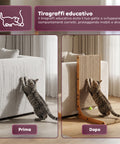 Puppy Lovers Kratzbaum für Katzen in L Form Höhe 68 cm robuster Kratzbaum aus Wellpappe und MDF Holz platzsparendes Design mit integriertem Ballspiel EAN 8054806950528
