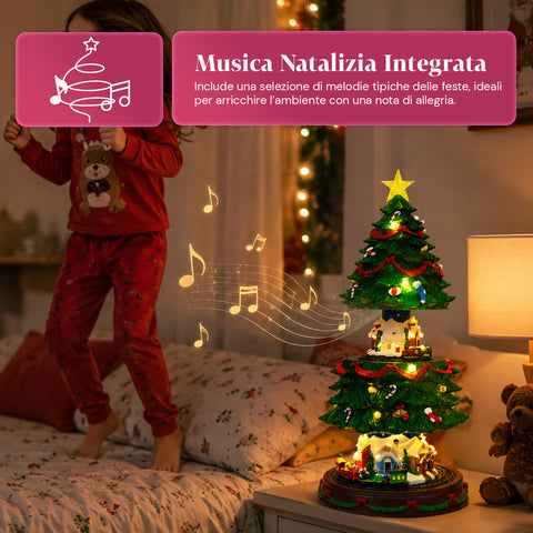 saint joy albero di natale luminoso spinpine 455 cm con villaggio e trenino rotante luci led bianco caldo musica natalizia alimentazione usb o a batterie ean 8050043127679