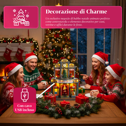 saint joy animiertes Weihnachtsmannhaus mit LED-Lichtern Musik und Bewegung EAN 8050043127365