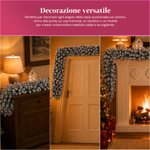 saint joy ghirlanda natalizia innevata 280 cm con rami modellabili in pvc ean 8050043128133