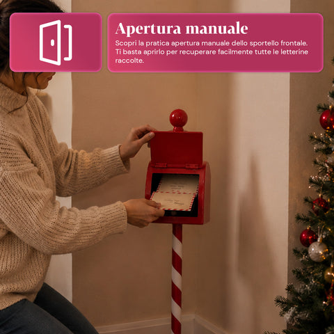 saint joy northpost portalettere natalizio da terra in metallo rosso palo a righe sportello apribile per raccogliere le letterine di natale ean 8050043127808