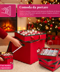 Saint Joy Organizer für 64 Weihnachtskugeln aus Oxfordstoff und Vliesstoff mit Deckel und Griffen EAN 8050043127556