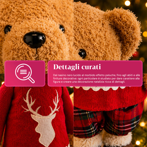 Saint Joy ausziehbarer Weihnachtsteddybär 40 75 cm mit Teleskopbeinen und Eisenstruktur 2 Outfits verfügbar EAN 8056819079555