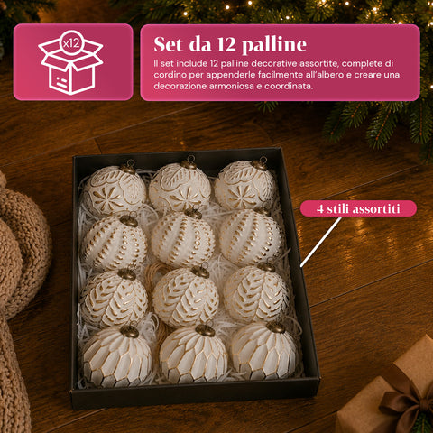 saint joy palline di natale set 12 pezzi a8 cm stile antico 2 colori ean 8050043128263