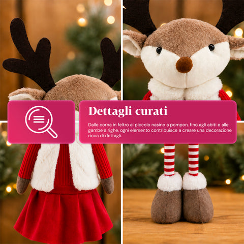 Saint Joy ausziehbares Weihnachtsrentier 45 80 cm mit Teleskopbeinen Eisenstruktur 2 Outfits skandinavisch oder Country EAN 8056819079593