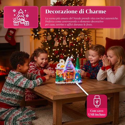 saint joy animiertes Weihnachtsdorf northlight mit LED-Lichtern Musik und drehbarem Baum EAN 8050043127457