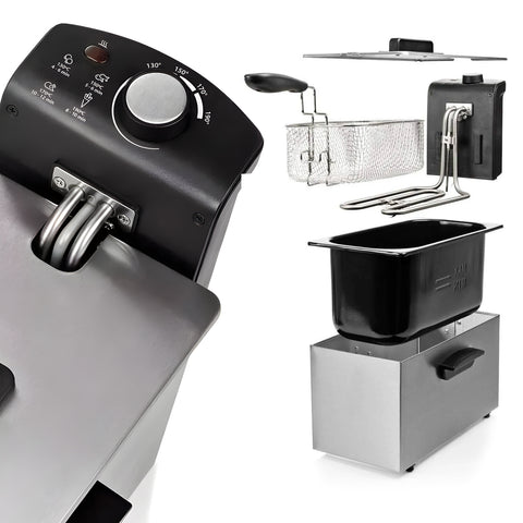 Tristar Fritteuse 3l aus Edelstahl 2000W mit Thermostat 130 190C silber EAN 8713016083739