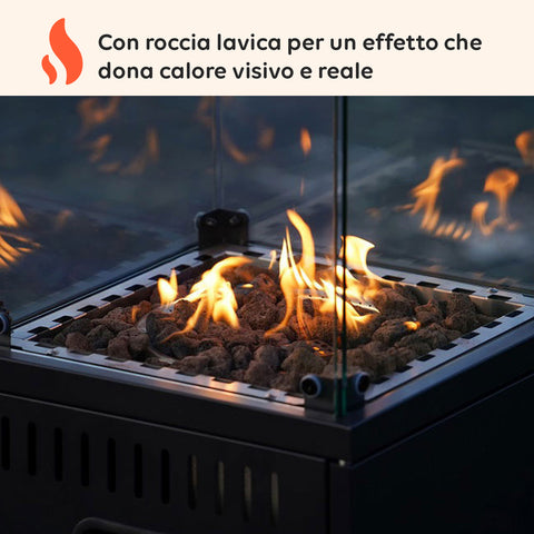 Wintem Gas-Feuerstelle für den Außenbereich mit Lavastein und Rädern 12 kW EAN 8052286432114