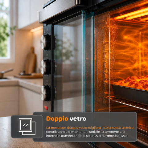 wintem forno elettrico da banco 45 litri ventilato con timer e doppio vetro 1800w con accessori ean 8056819078572