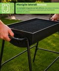 Zendea Holzkohle- und Holzgrill aus Stahl mit hohen Beinen Feuerstelle 74x38 cm und Grillrost 70x34 cm mit großer Grillfläche EAN 8056819079531
