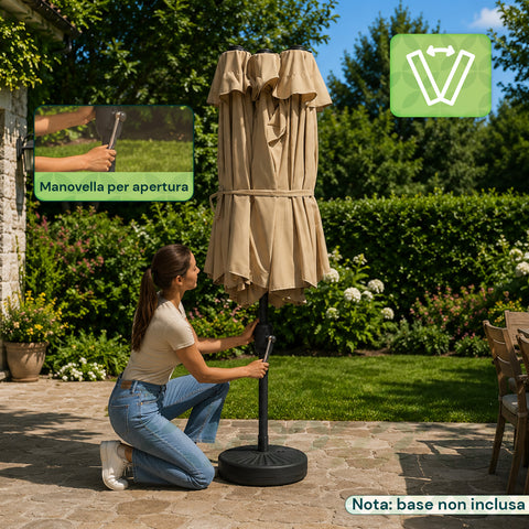 Zendea ovaler XXL Gartenschirm 400 x 200 aus Kohlenstoffstahl und Polyesterbespannung Höhe 275 m Sockel nicht enthalten EAN 8050030810942