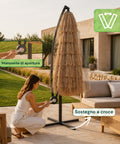 Zendea Gartenlampe Sonnenschirm in Rattanoptik Höhe 275 m mit Gestell aus Kohlenstoffstahl Kurbel und Kreuzständer EAN 8050030810720