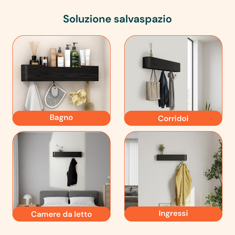 avilia home Wandgarderobe im modernen Design mit 5 versenkbaren Haken EAN 8052879010736