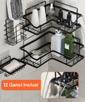 avilia home Set mit 4 selbstklebenden Wandregalen aus Metall mit Haken ohne Bohren EAN 8052879010996