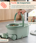 Avilia Home 360 Grad Rotationsmopp Set mit 14 l Eimer 46 x 27 x 22 cm und Stahlschleuder inklusive 2 Mikrofaserbezügen Seifendosierer und Teleskopstiel universelles Bodenwischset mit Rädern und Ablass EAN 8052879013140