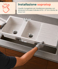 Avilia Home Küchenspüle mit zwei Becken mit oder ohne Abtropffläche, weiß oder schwarz, Armatur inklusive EAN 8056819079098
