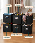 Avilia Set mit 6 faltbaren platzsparenden Körben mit Kunststoffgriffen 27x27x27 cm EAN 8056819052732