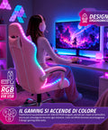Nexor ergonomischer Gaming-Stuhl mit RGB-Beleuchtung und Massage-Lendenkissen, verstellbarer Bürosessel mit Fernbedienung EAN 8056819078855