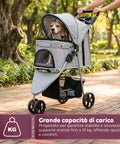 Puppy Lovers faltbarer Kinderwagen für Hunde und Katzen grau transparente Kabine mit 360 Grad Sicht Tierwagen aus Stahl und Oxford-Gewebe mit Getränkehalter und Korb belastbar bis 15 kg EAN 8054806950276