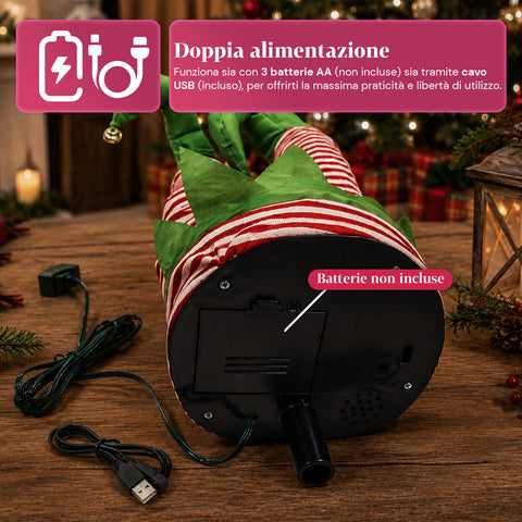 saint joy babbo natale incastrato nellalbero con gambe animate e musica ean 8050043128041