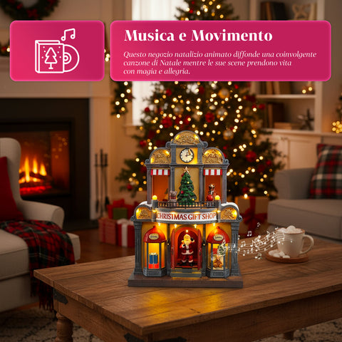 saint joy animiertes Weihnachtsmannhaus mit LED-Lichtern Musik und Bewegung EAN 8050043127365