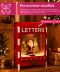 saint joy cassetta postale natalizia luminosa con effetto neve musica e luci led decorazione babbo natale in plastica 24x15x37 cm a batterie o usb ean 8050043127891